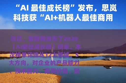 “AI 最佳成长榜”发布，思岚科技获“AI+机器人最佳商用成长奖”