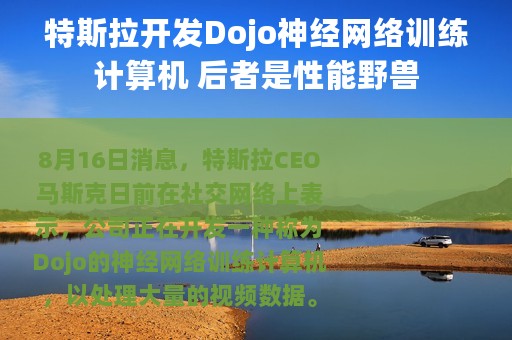 特斯拉开发Dojo神经网络训练计算机 后者是性能野兽