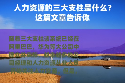 人力资源的三大支柱是什么？这篇文章告诉你
