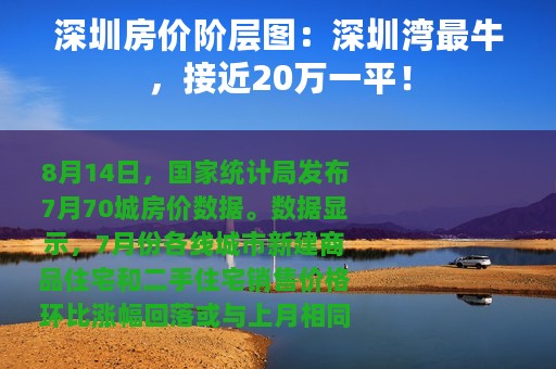 深圳房价阶层图：深圳湾最牛，接近20万一平！