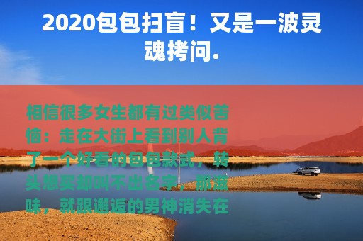 2020包包扫盲！又是一波灵魂拷问.