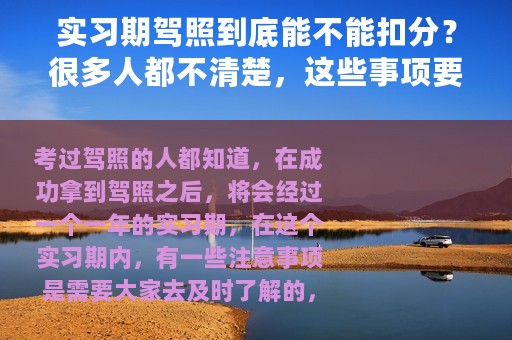 实习期驾照到底能不能扣分？很多人都不清楚，这些事项要及时了解