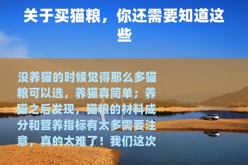 关于买猫粮，你还需要知道这些