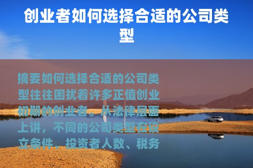 创业者如何选择合适的公司类型