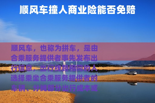 顺风车撞人商业险能否免赔
