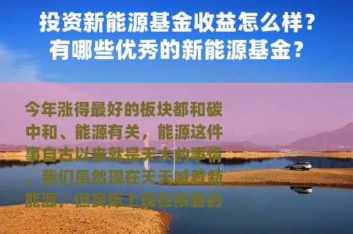 投资新能源基金收益怎么样？有哪些优秀的新能源基金？