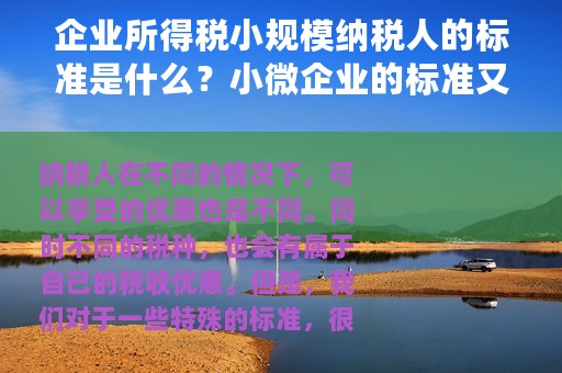 企业所得税小规模纳税人的标准是什么？小微企业的标准又是什么？