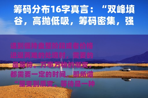 筹码分布16字真言：“双峰填谷，高抛低吸，筹码密集，强弱有别”