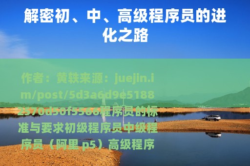 解密初、中、高级程序员的进化之路