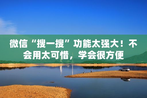 微信“搜一搜”功能太强大！不会用太可惜，学会很方便