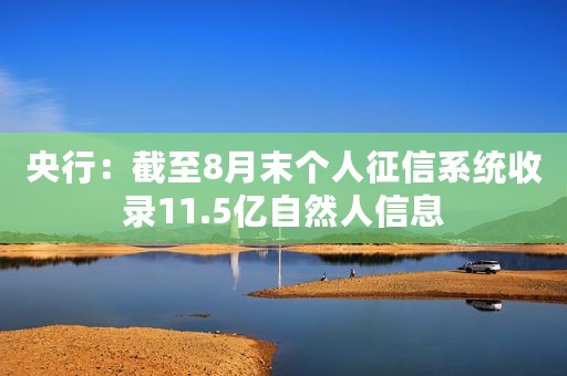 央行：截至8月末个人征信系统收录11.5亿自然人信息