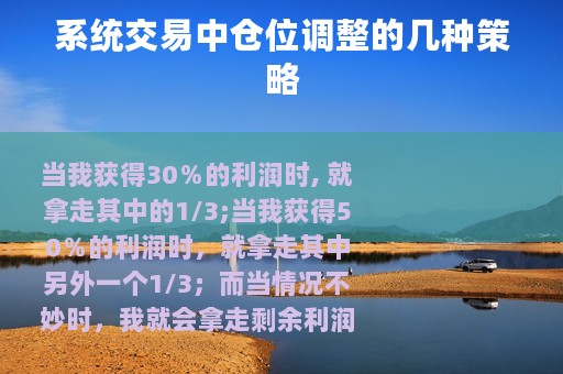 系统交易中仓位调整的几种策略