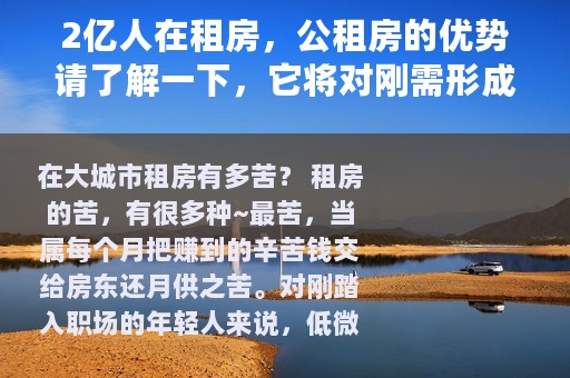 2亿人在租房，公租房的优势请了解一下，它将对刚需形成降维打击