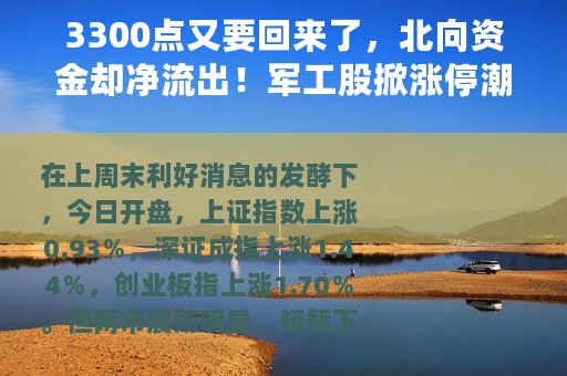 3300点又要回来了，北向资金却净流出！军工股掀涨停潮，本周怎么看？券商研报吵翻了