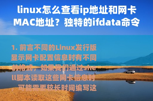 linux怎么查看ip地址和网卡MAC地址？独特的ifdata命令你用过吗？