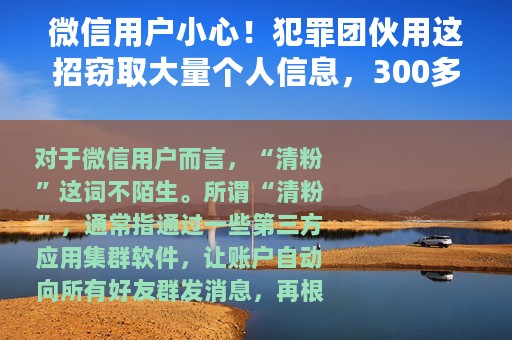 微信用户小心！犯罪团伙用这招窃取大量个人信息，300多家网店参与其中
