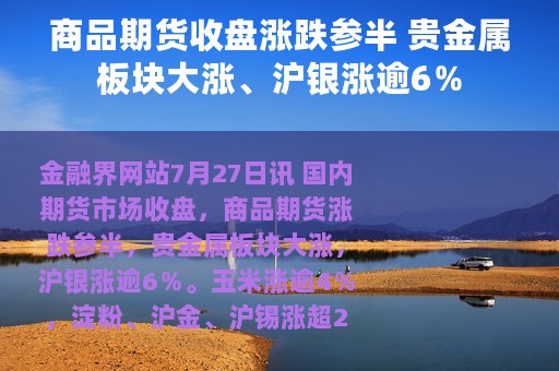 商品期货收盘涨跌参半 贵金属板块大涨、沪银涨逾6％