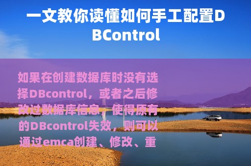 一文教你读懂如何手工配置DBControl
