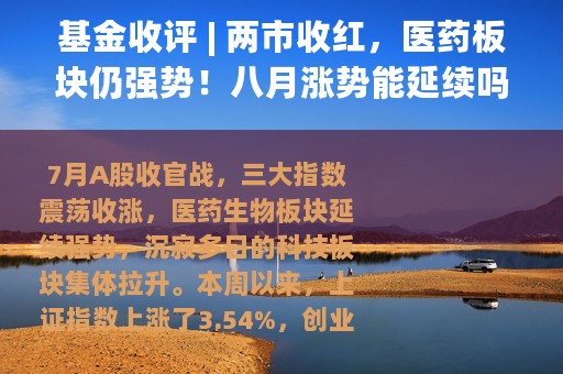 基金收评 | 两市收红，医药板块仍强势！八月涨势能延续吗？