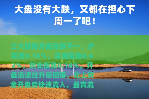 大盘没有大跌，又都在担心下周一了吧！