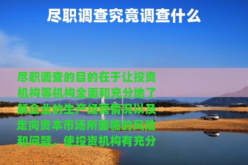 尽职调查究竟调查什么