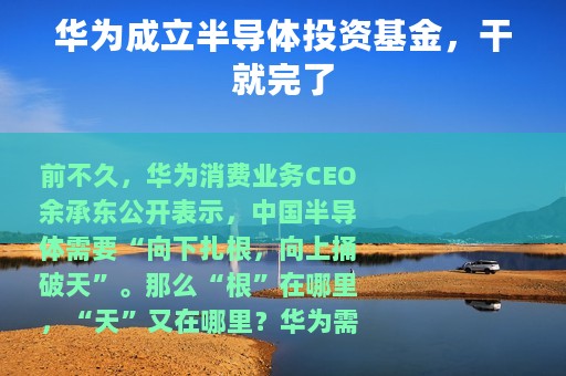 华为成立半导体投资基金，干就完了