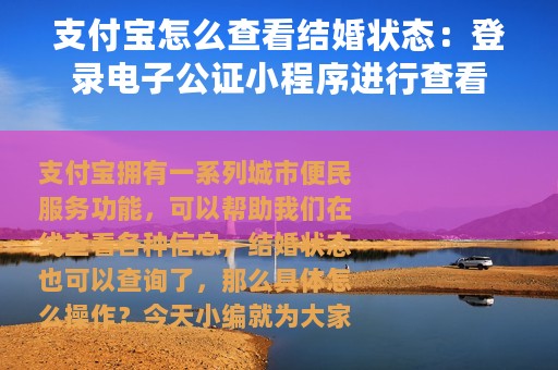 支付宝怎么查看结婚状态：登录电子公证小程序进行查看