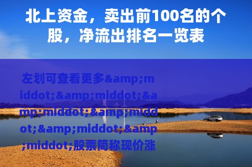 北上资金，卖出前100名的个股，净流出排名一览表