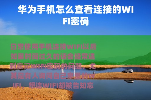华为手机怎么查看连接的WIFI密码