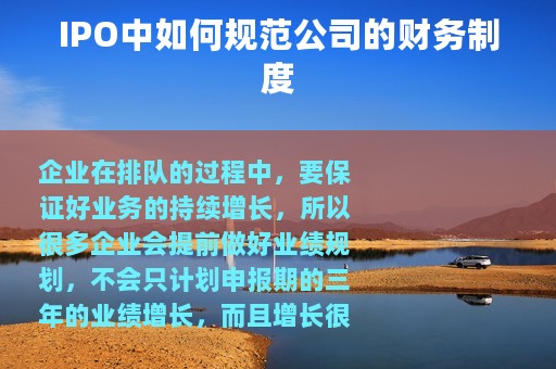 IPO中如何规范公司的财务制度
