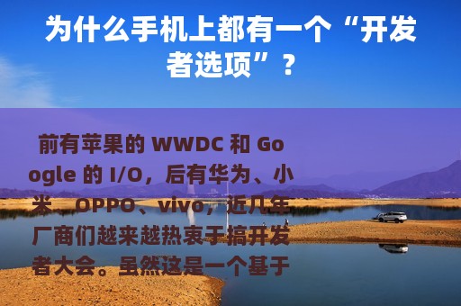 为什么手机上都有一个“开发者选项”？