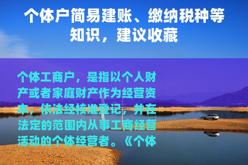 个体户简易建账、缴纳税种等知识，建议收藏
