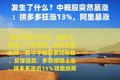 发生了什么？中概股突然暴涨：拼多多狂涨13%，阿里暴涨1500亿