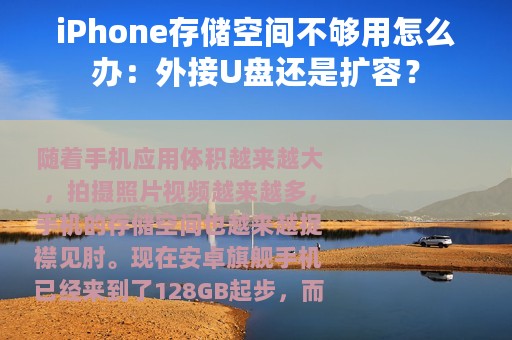 iPhone存储空间不够用怎么办：外接U盘还是扩容？
