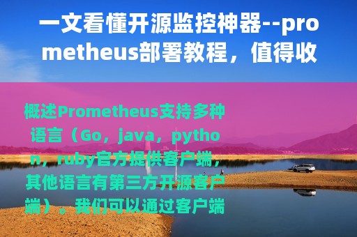 一文看懂开源监控神器--prometheus部署教程，值得收藏