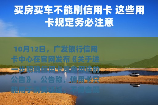 买房买车不能刷信用卡 这些用卡规定务必注意