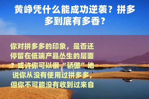 黄峥凭什么能成功逆袭？拼多多到底有多香？