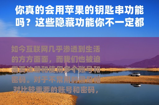 你真的会用苹果的钥匙串功能吗？这些隐藏功能你不一定都知道