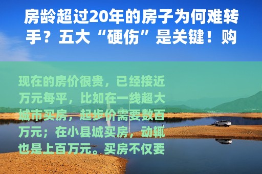 房龄超过20年的房子为何难转手？五大“硬伤”是关键！购买需谨慎