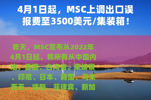 4月1日起，MSC上调出口误报费至3500美元/集装箱！