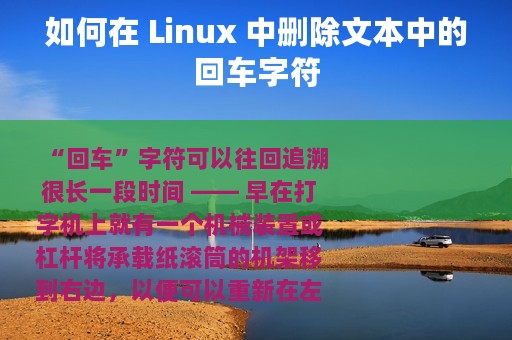 如何在 Linux 中删除文本中的回车字符