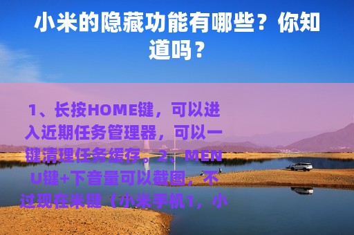 小米的隐藏功能有哪些？你知道吗？