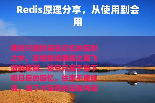 Redis原理分享，从使用到会用