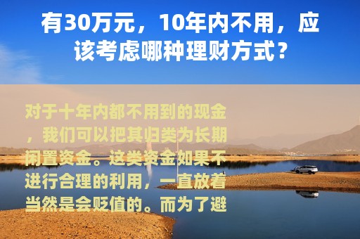 有30万元，10年内不用，应该考虑哪种理财方式？