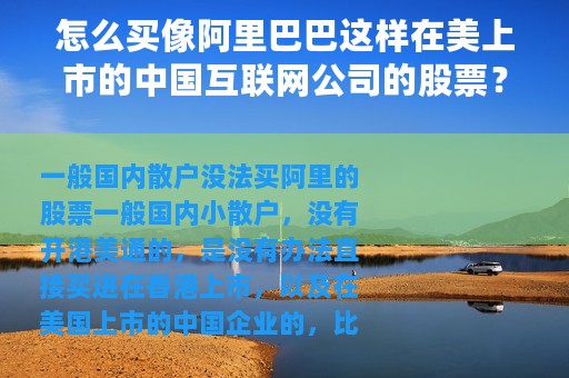 怎么买像阿里巴巴这样在美上市的中国互联网公司的股票？