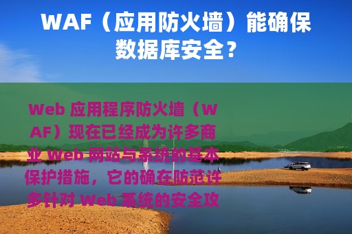 WAF（应用防火墙）能确保数据库安全？