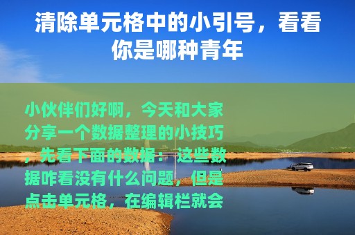 清除单元格中的小引号，看看你是哪种青年