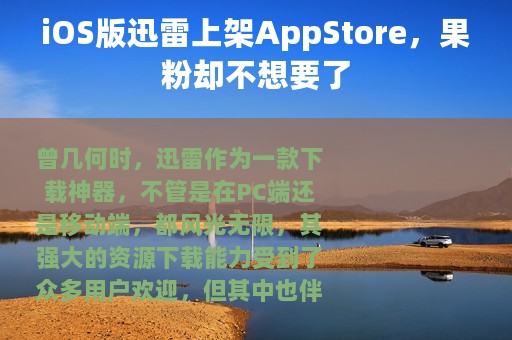 iOS版迅雷上架AppStore，果粉却不想要了