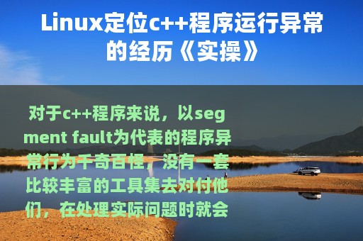 Linux定位c++程序运行异常的经历《实操》