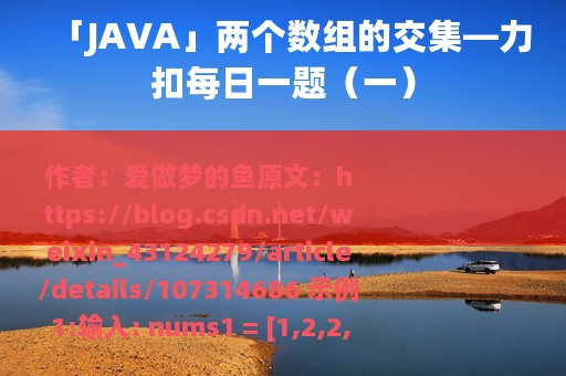 「JAVA」两个数组的交集—力扣每日一题（一）